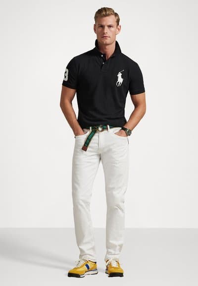 CUSTOM SLIM FIT BIG PONY MESH POLO SHIRT — vista 2